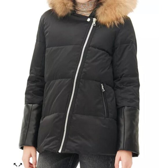 Sandro black fur lined puffer coat - Picture 1 of 8